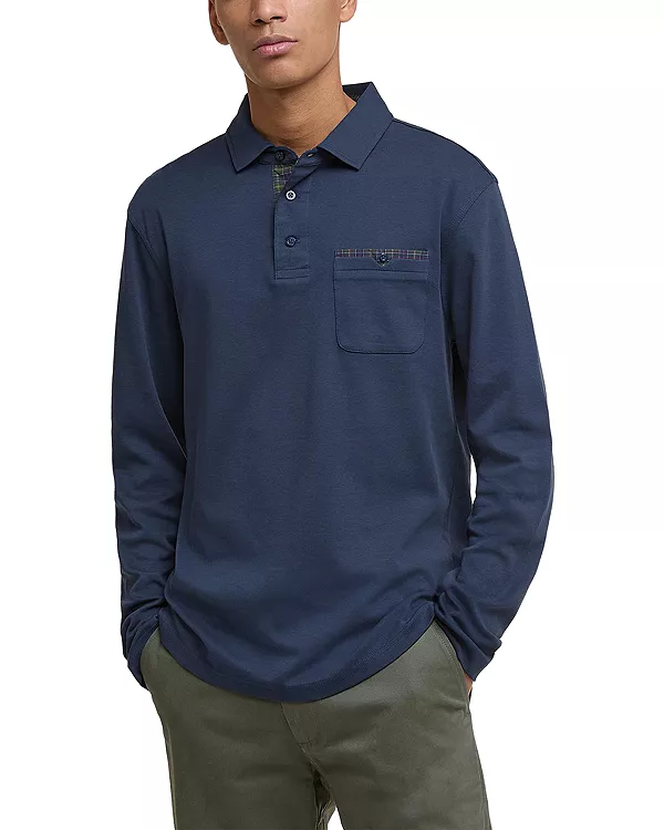 

Рубашка-Поло с длинными рукавами в стиле «кукурузная грядка» Barbour, синий