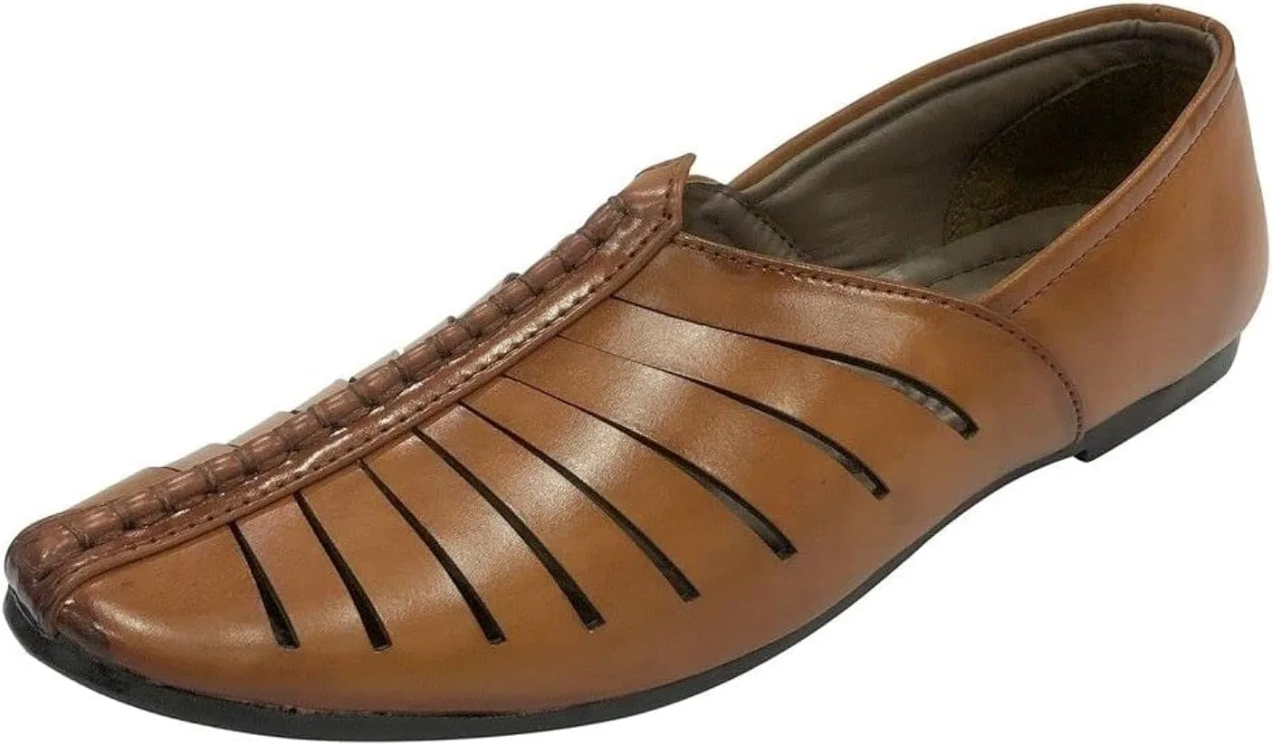 Shoe Bazar Мужские туфли в стиле пенджаби Jutti, коричневые туфли Sherwani, лоферы Jalsa Jutti, мужская дышащая обувь для жениха