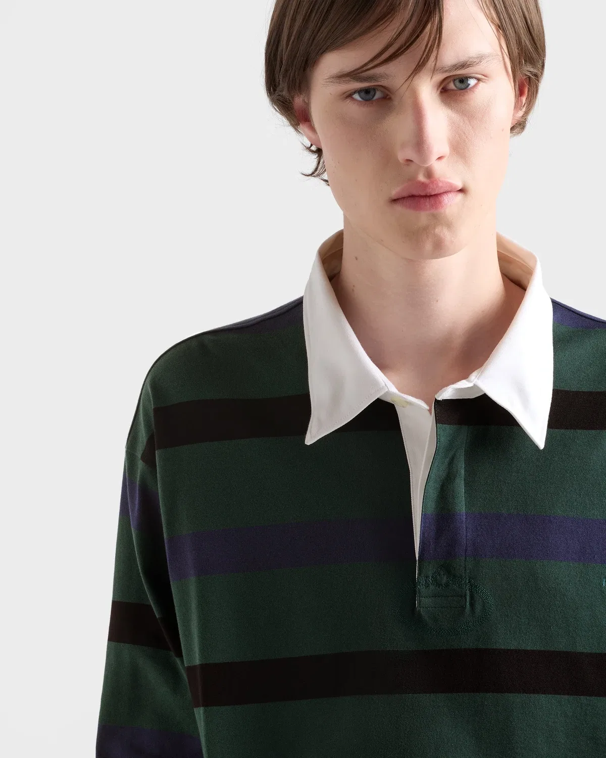Хлопковая рубашка поло с длинными рукавами Prada, зеленый — фото 4