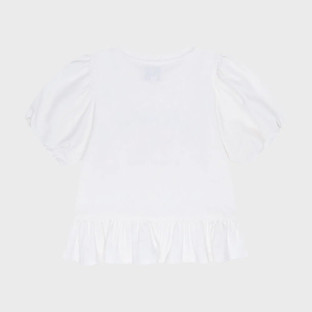 Детская футболка с рукавами-баллонами Peplum от Marithé Kids, белая — фото 3