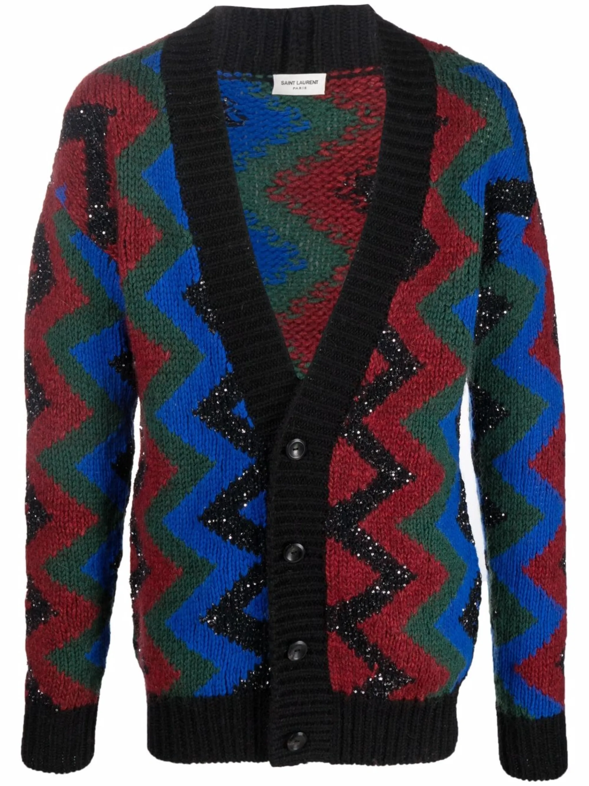 

Жаккардовый кардиган с пайетками Saint Laurent, черный