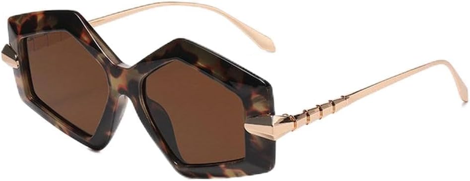 

LVTFCO Мужские солнцезащитные очки в форме бриллианта, высококачественные, универсальные, модные, женские, с металлическими дужками и змеевидным узором, зеркальные, Leopard