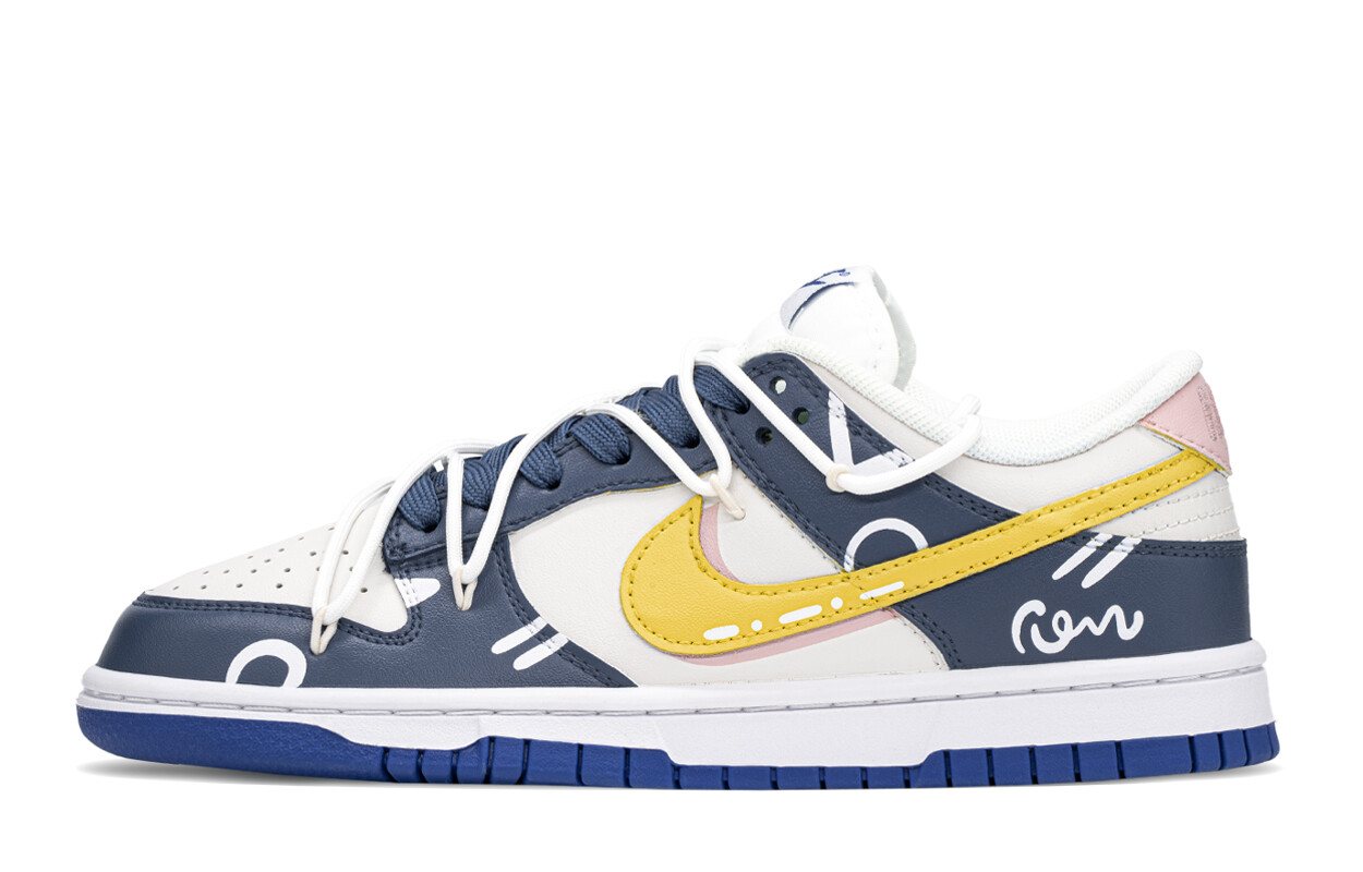 

Кроссовки Nike Dunk Low Summit White Hyper Royal GS, синий/желтый