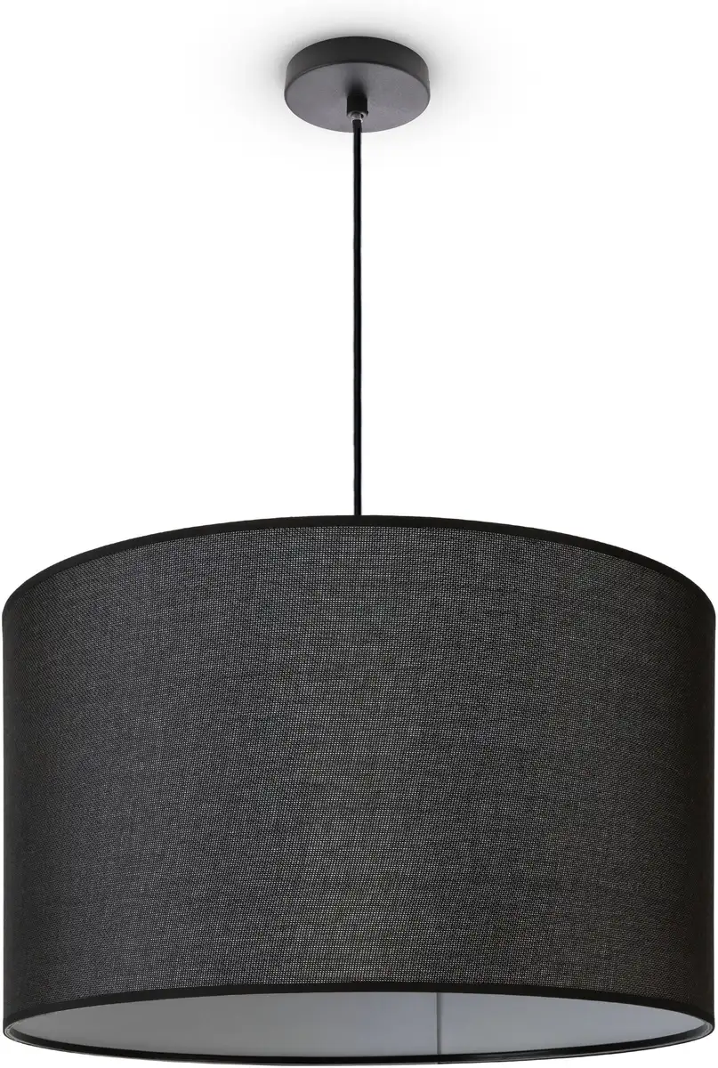 

Подвесной светильник Paco Home "HUGO CANVAS UNI COLOR", лампа E27 | без лампочки, тканевый абажур для гостиной, скандинавский простой подвесной светильник, современный Ø 45,5 см, Высота: 27 см, черный