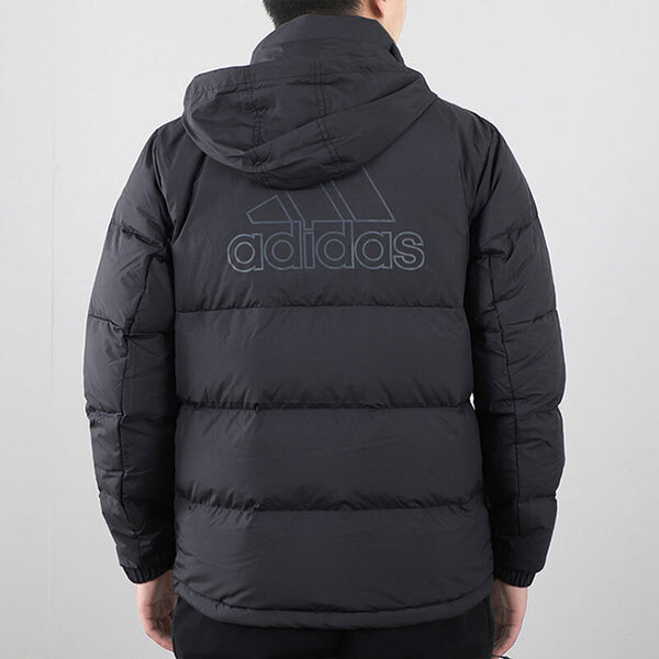 Пуховик adidas Logo Print Casual Warm Sport Down Jacket Male Black, черный — фото 4
