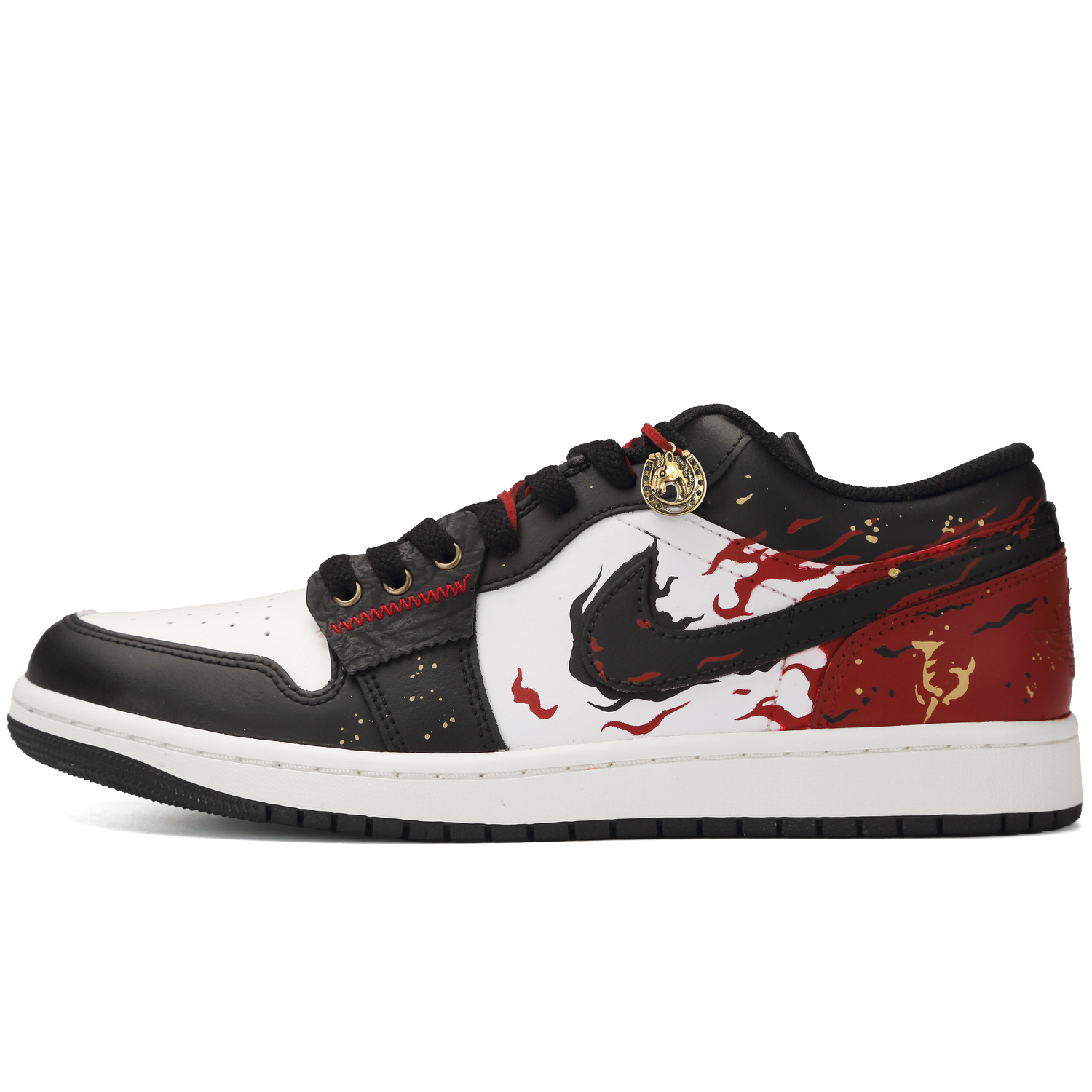 

Jordan Air 1 Fiery Sunset устойчивые к истиранию низкие баскетбольные кроссовки Unisex черно-красные