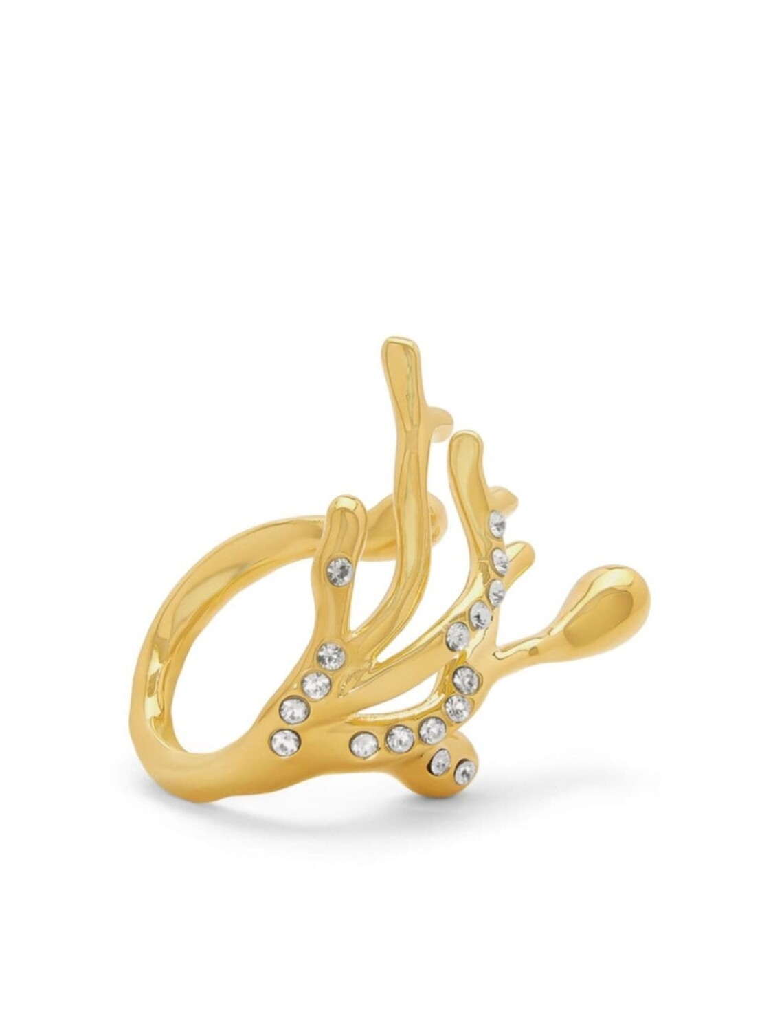 

Кольцо из коралла, украшенное кристаллами Oscar de la Renta, золотой