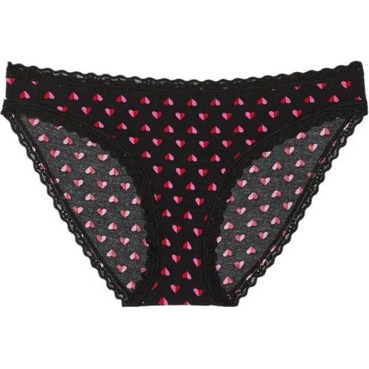 Victoria's Secret Женские трусы 1 шт черные с принтом сердца