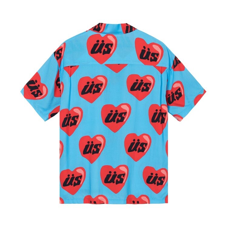 Рубашка Stussy x Cactus Plant Flea Market Heart Short-Sleeve 'Blue', синий — фото 2