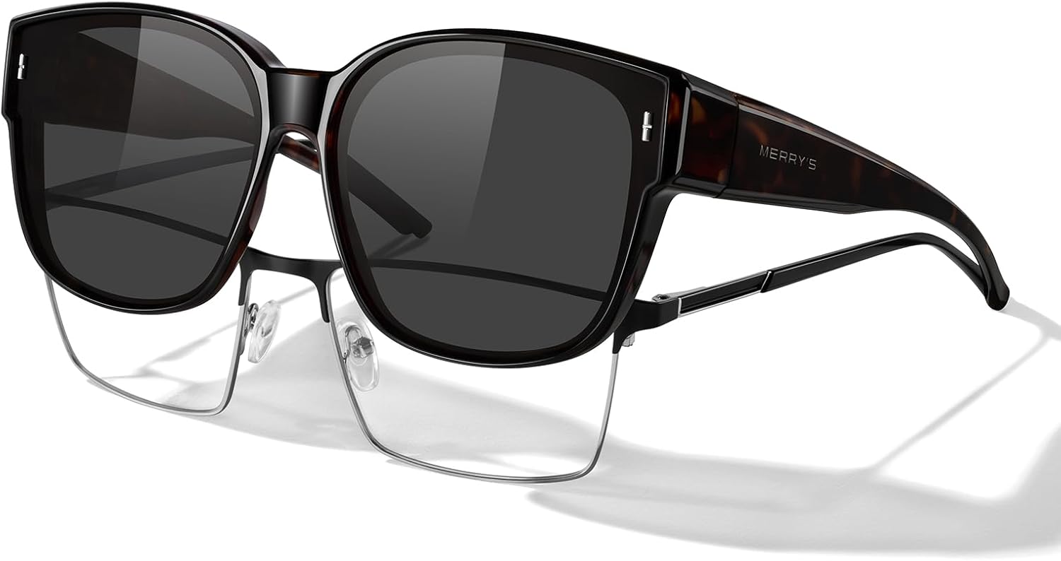 

Солнцезащитные очки MERRY'S Trendy Fit Over Polarized Sunglasses для мужчин и женщин, квадратной формы, с защитой UV400, модель S6062, Leopard Frame/Black Polarized Lens