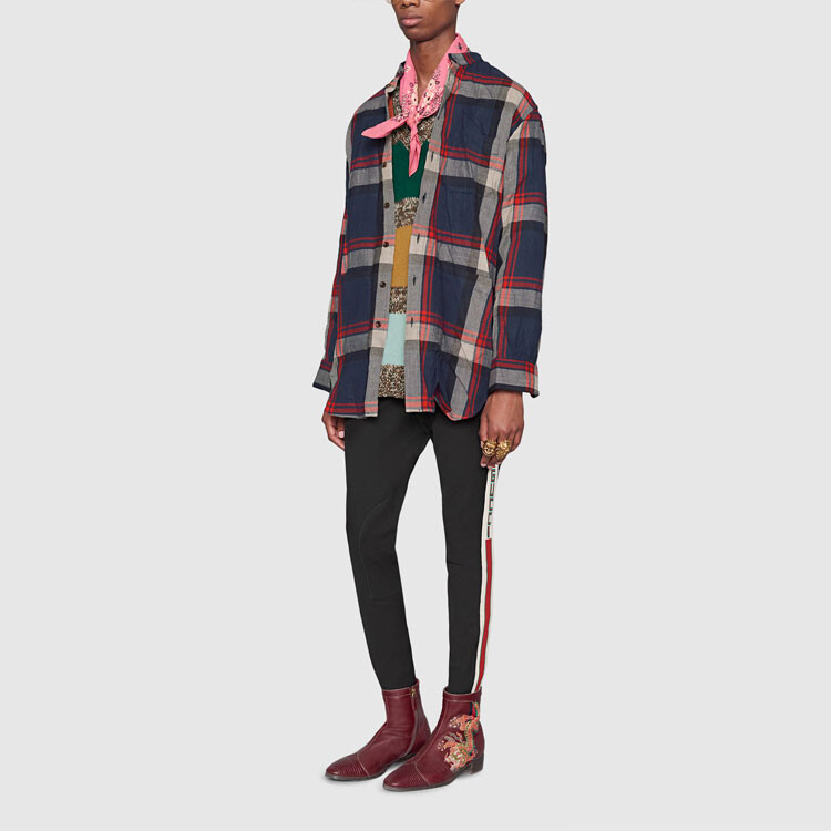 Брюки Gucci мужские, хлопок с эластаном, черно-бело-красные — фото 2