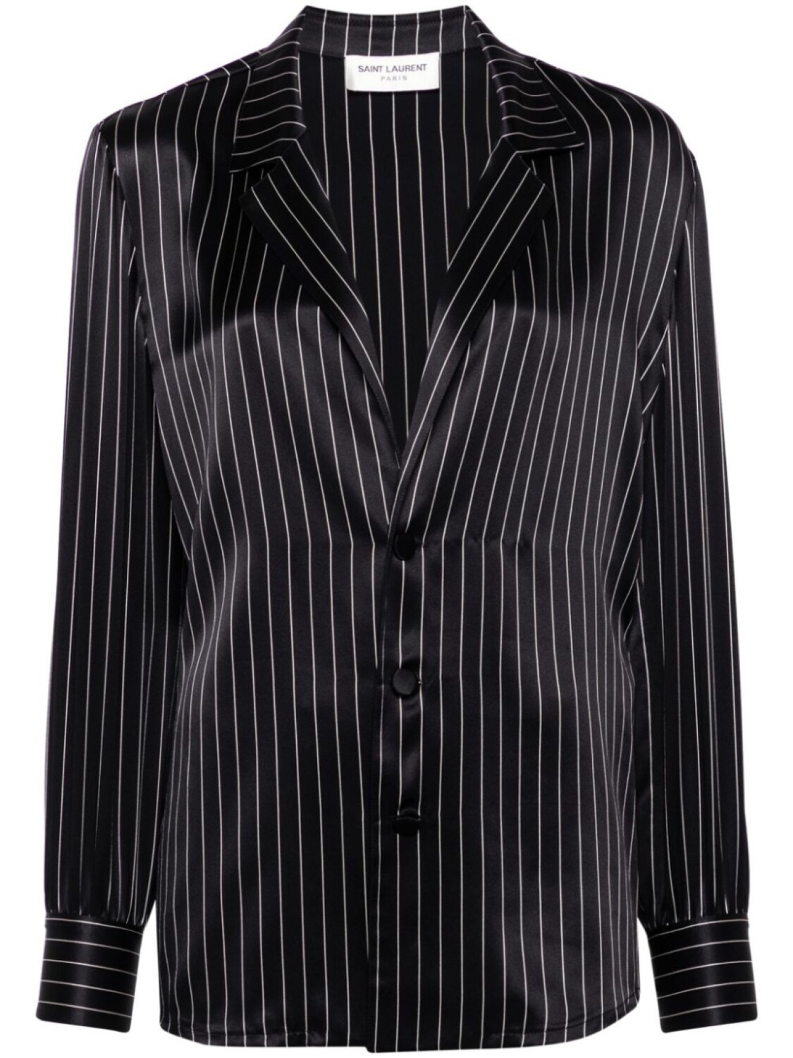 

Saint Laurent полосатая шелковая пижамная рубашка, черный