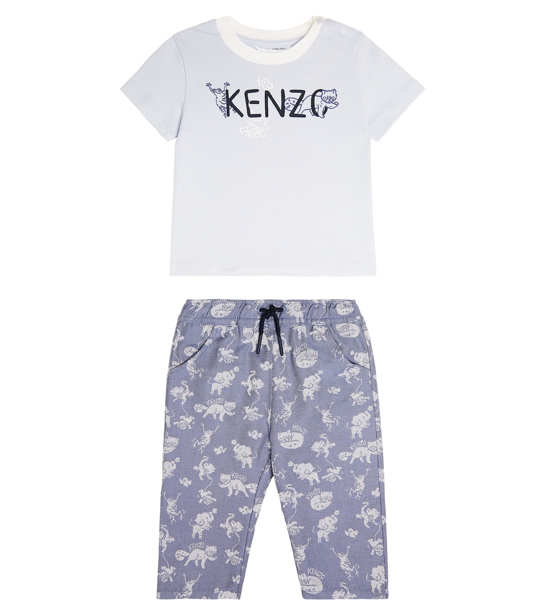 

Комплект из хлопковой футболки и штанов с логотипом для малышей Kenzo Kids, синий