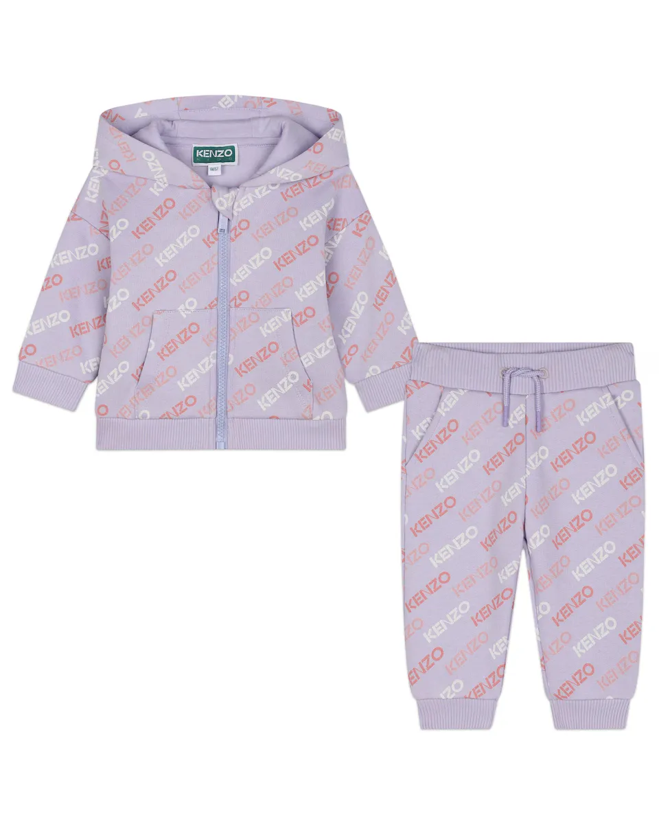 

Спортивный костюм для девочки с сиреневым принтом монограммы Kenzo Kids