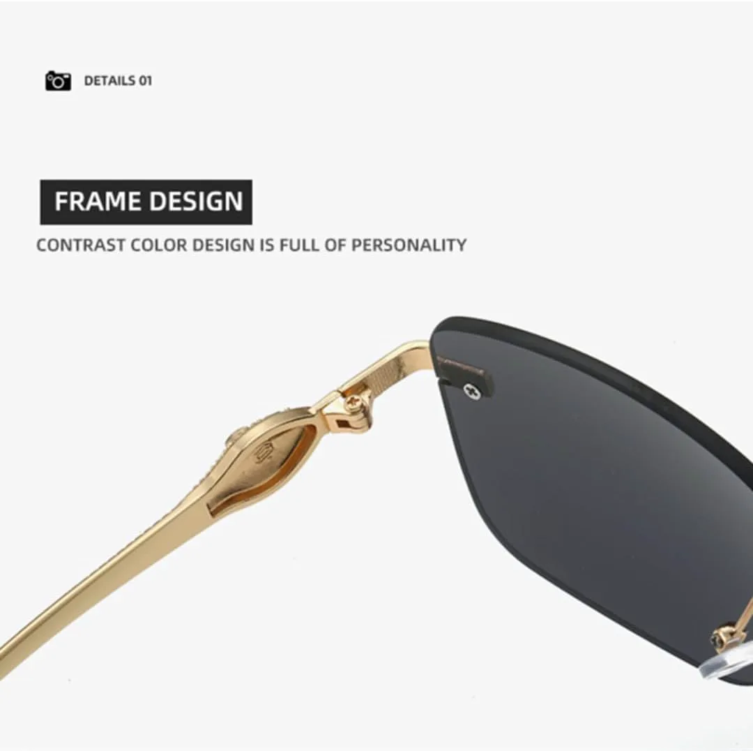 

Солнцезащитные очки без оправы прямоугольной формы для женщин, маленькие мужские очки, металлический многоугольный корпус, защита от УФ-излучения UV400 TVTBBVV, C3