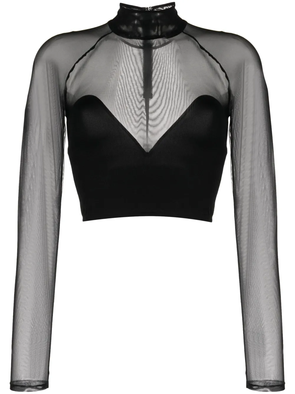 

Укороченный топ с высоким воротником Fleur Du Mal, черный