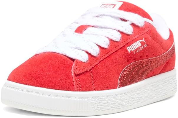 Кроссовки Puma Unisex-Child Suede XL (Little Kid), белый/красный — фото 2