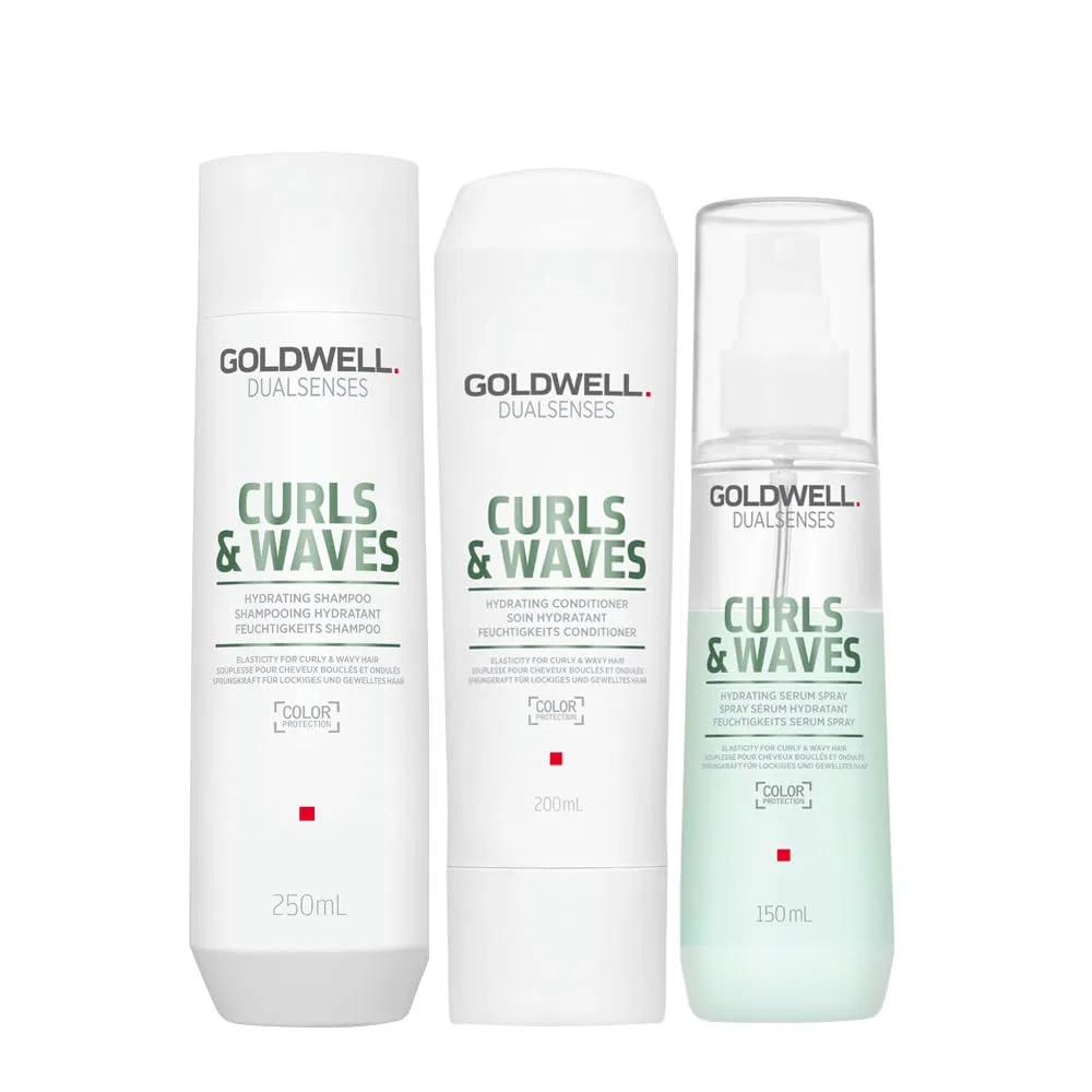 Набор Goldwell Curls & Waves: шампунь, кондиционер, спрей Goldwell