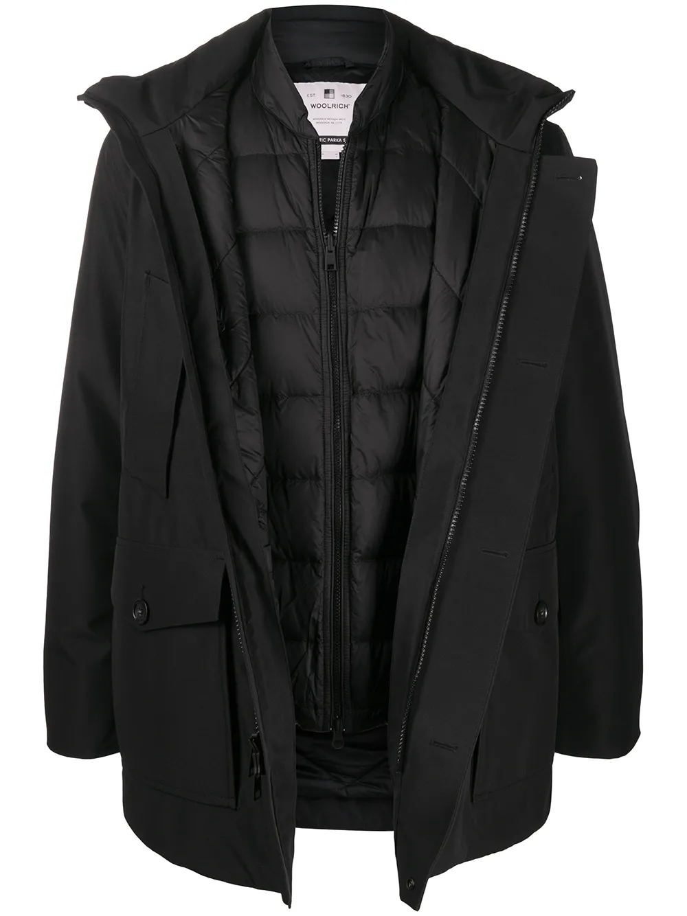 

Двухслойная куртка с капюшоном WOOLRICH, черный