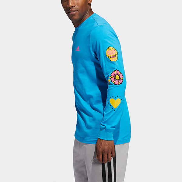 Толстовка adidas Solid Color Round Neck Printing Sports Basketball Long Sleeves Blue, синий — фото 3