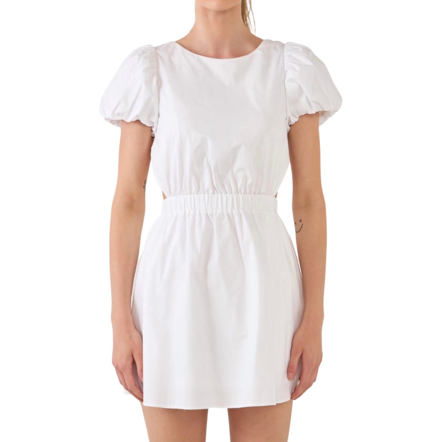 

Мини-платье из поплина с вырезами белого цвета English Factory