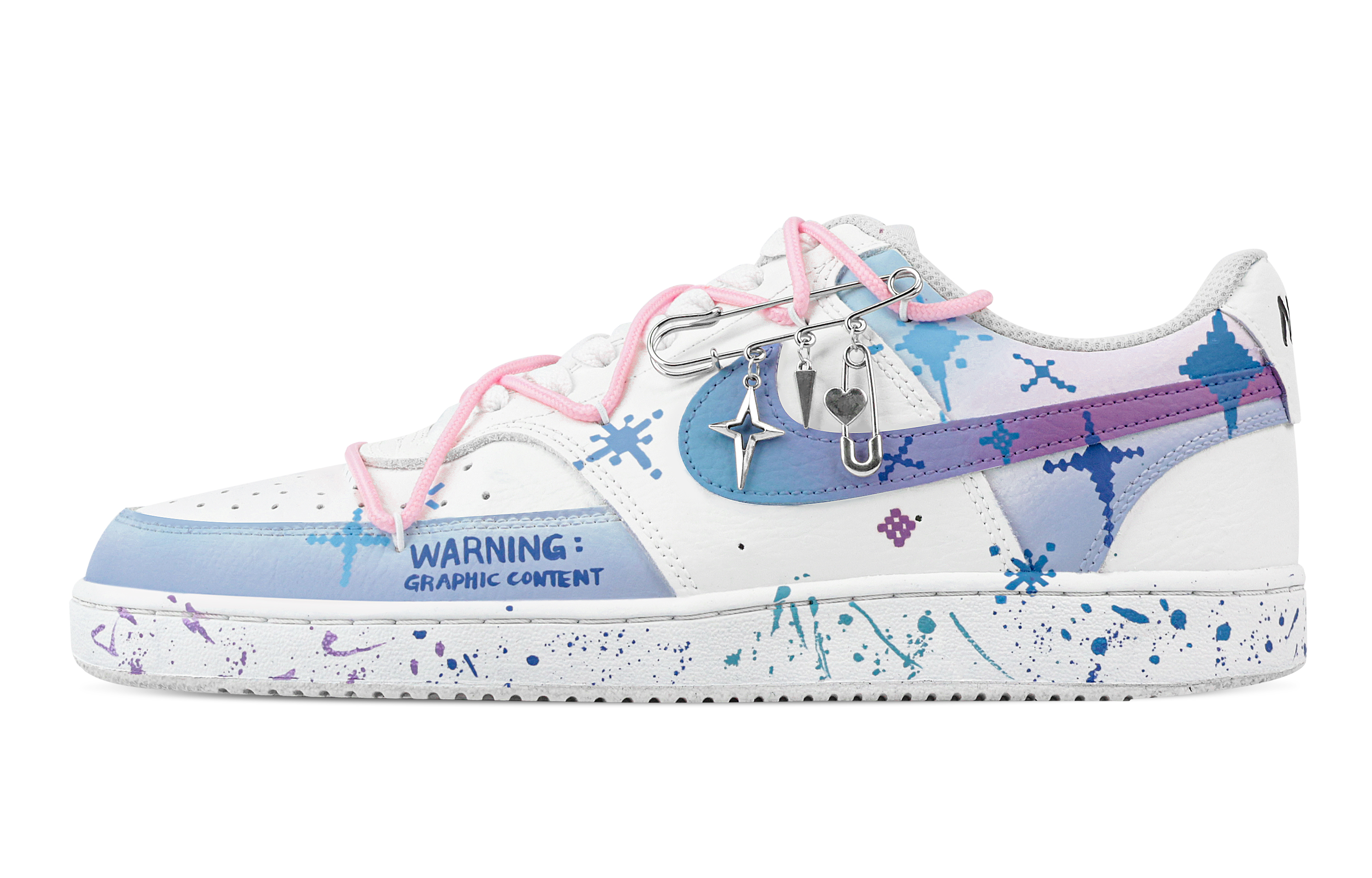 

Nike Кроссовки Court Vision 1 Cluster Of Sparkling Stars, износостойкие, низкие, для скейтбординга, мужские, сине-белые