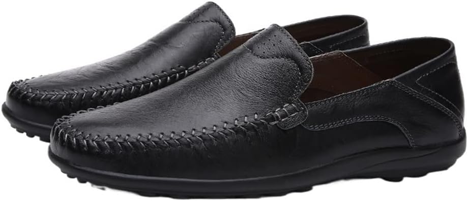

Мужские мокасины лоферы с круглым носком, простые, из искусственной кожи, легкие, на плоской подошве, противоскользящие, для ходьбы, без шнуровки Jiadeli, черный
