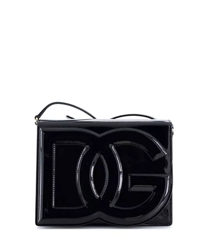

Маленькая кожаная сумка через плечо с клапаном и логотипом DG Pre-Owned Dolce & Gabbana, черный