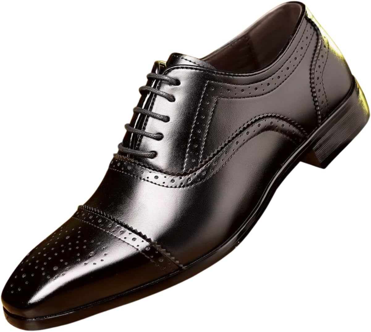 

Мужские оксфорды Santimon с классическим кап-то носком, броги из кожи, шнуровкой, формальные вечерние туфли, черный