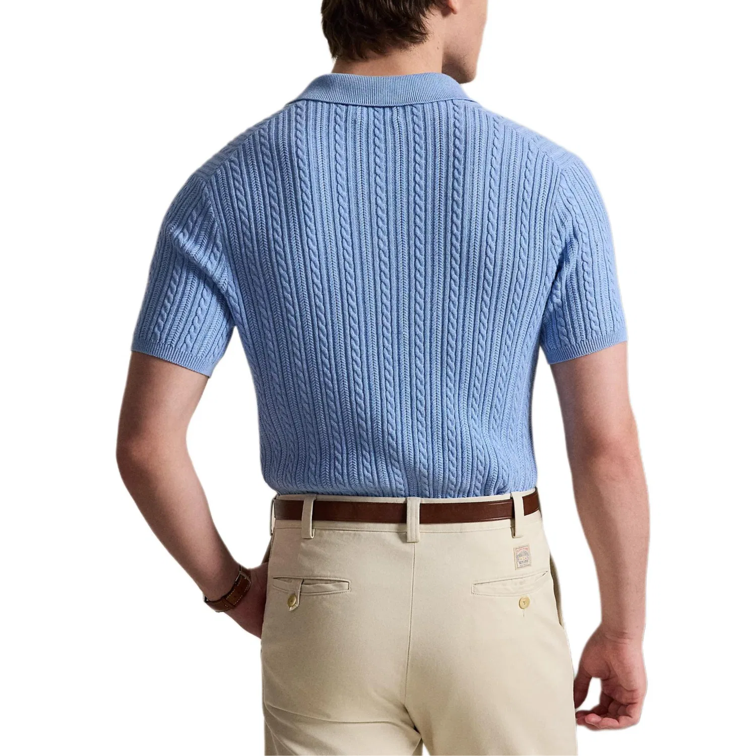Поло из кабельного трикотажа Polo Ralph Lauren, Blue — фото 4