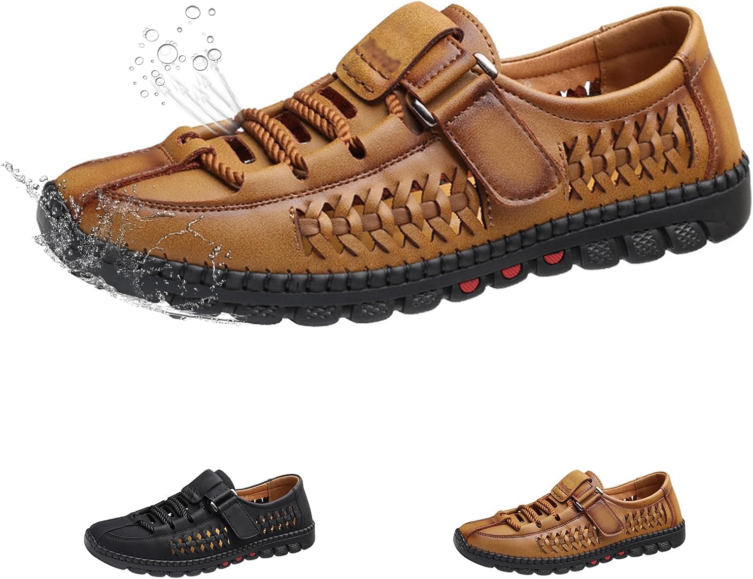 

Мужские кожаные сандалии с закрытым носком, легкие, дышащие, регулируемые, для вечернего ношения, повседневные, для улицы и спорта, удобная обувь для ходьбы и походов Generic, желтый