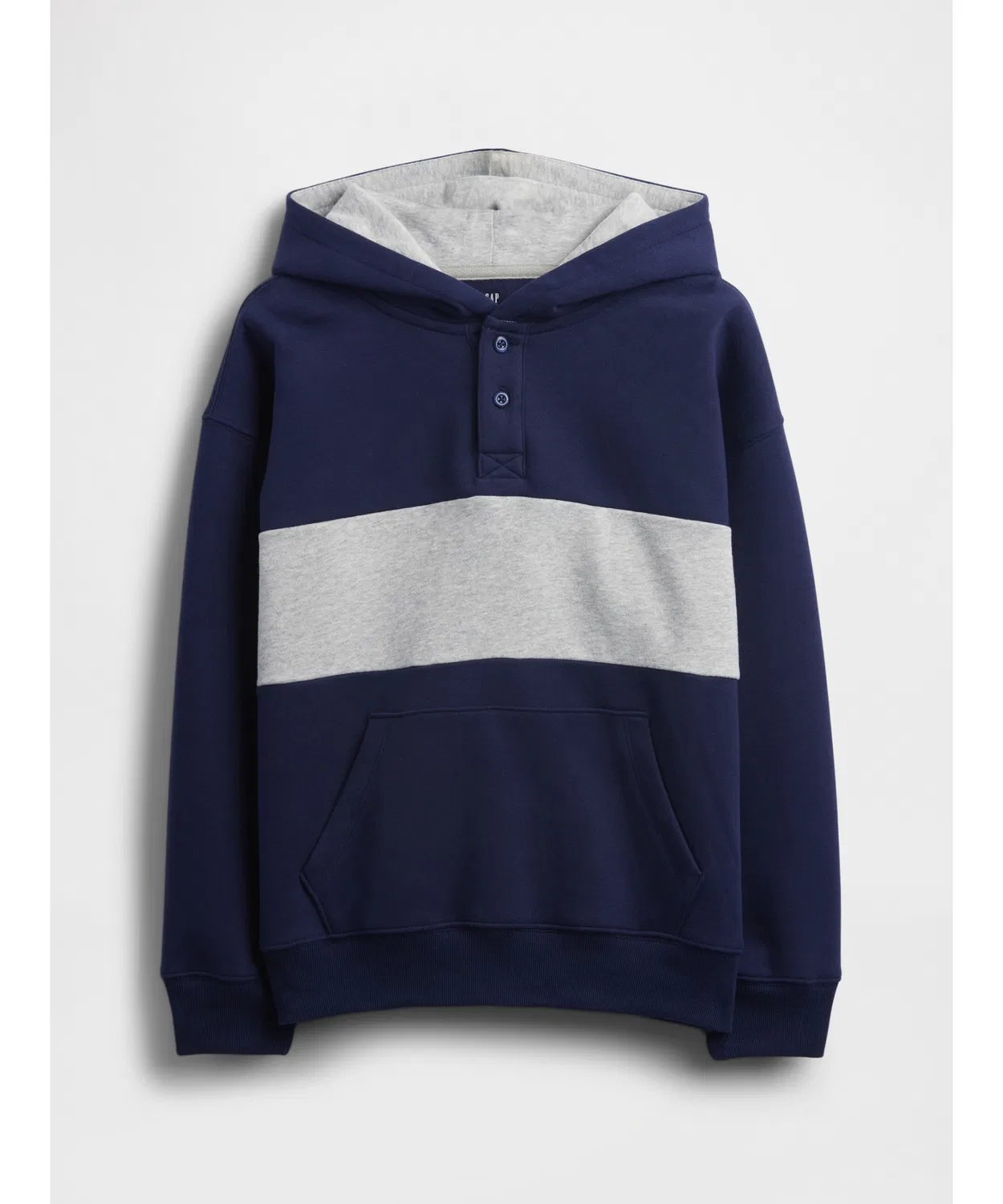 Детская парка-хенли с капюшоном Gap Relaxed Fit, серая — фото 2