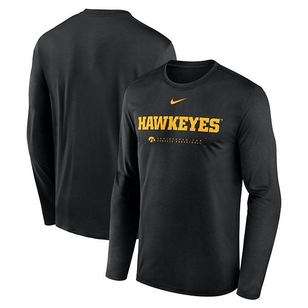 

Мужская черная футболка iowa hawkeyes 2025 courtside basketball shootaround legend dri-fit с длинным рукавом Nike