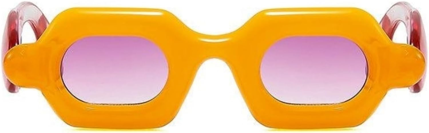 

Willochra Маленькие квадратные женские солнцезащитные очки конфетных цветов, модные дизайнерские уникальные очки с широкими дужками, мужские панк-очки с градиентным переходом цвета, защита от ультрафиолета UV400, C7