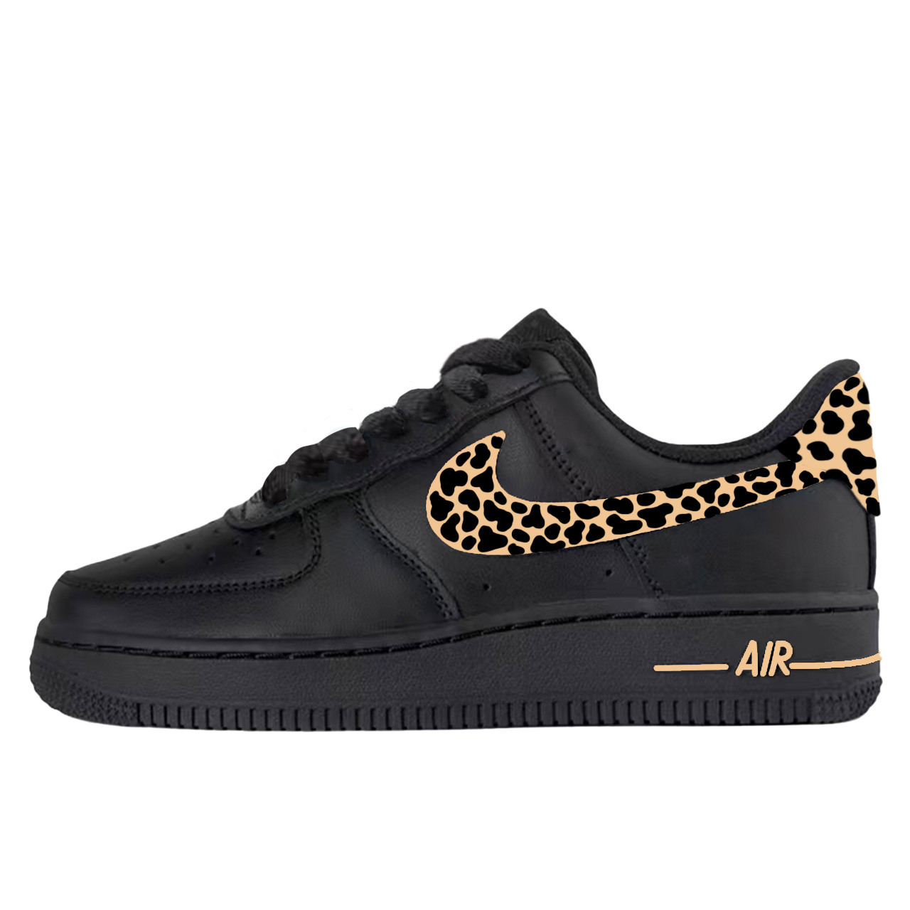 

Nike Air Force 1 Black Gold Leopard Print Slip Resistant Abrasion Resistant Low top Skateboard Shoes Unisex