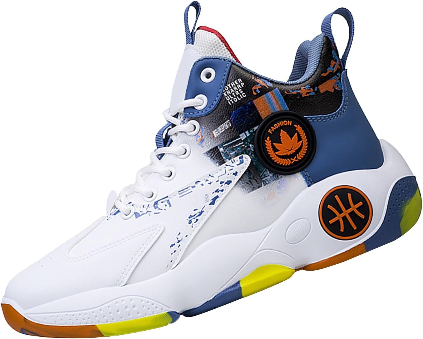 

Мужские дышащие баскетбольные туфли с шнуровкой, амортизация, модные высокие не скользящие кроссовки Casual для мужских кожаных кроссовок Generic, синий