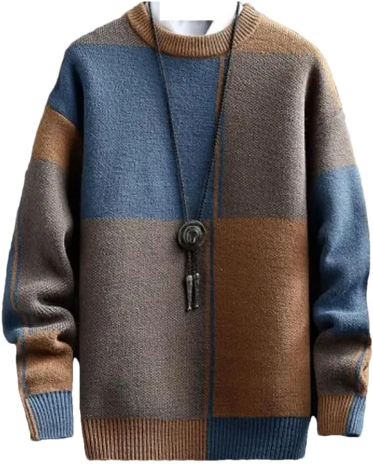 

Мужской свитер блокинг Slim Korean с длинными рукавами