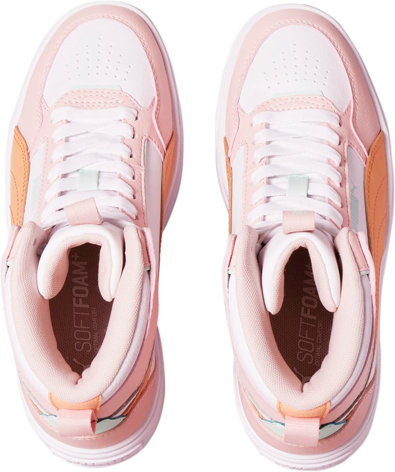Детские кроссовки PUMA Karmen Rebelle Mid, белый/оранжевый/розовый/мятный — фото 4