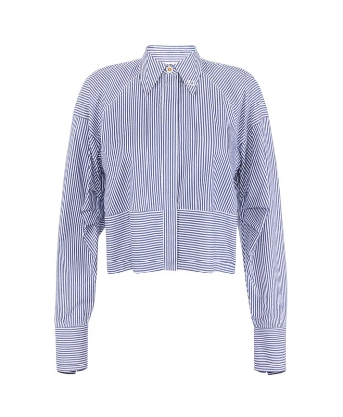 

Полосатая рубашка из поплина с логотипом Elisabetta Franchi, синий