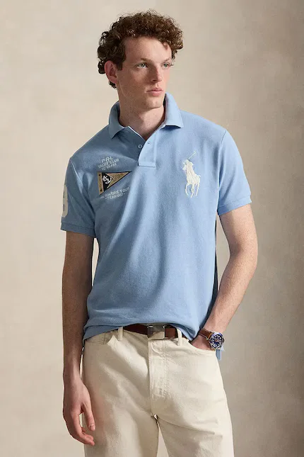 Поло хлопковое slim fit Polo Ralph Lauren, синий