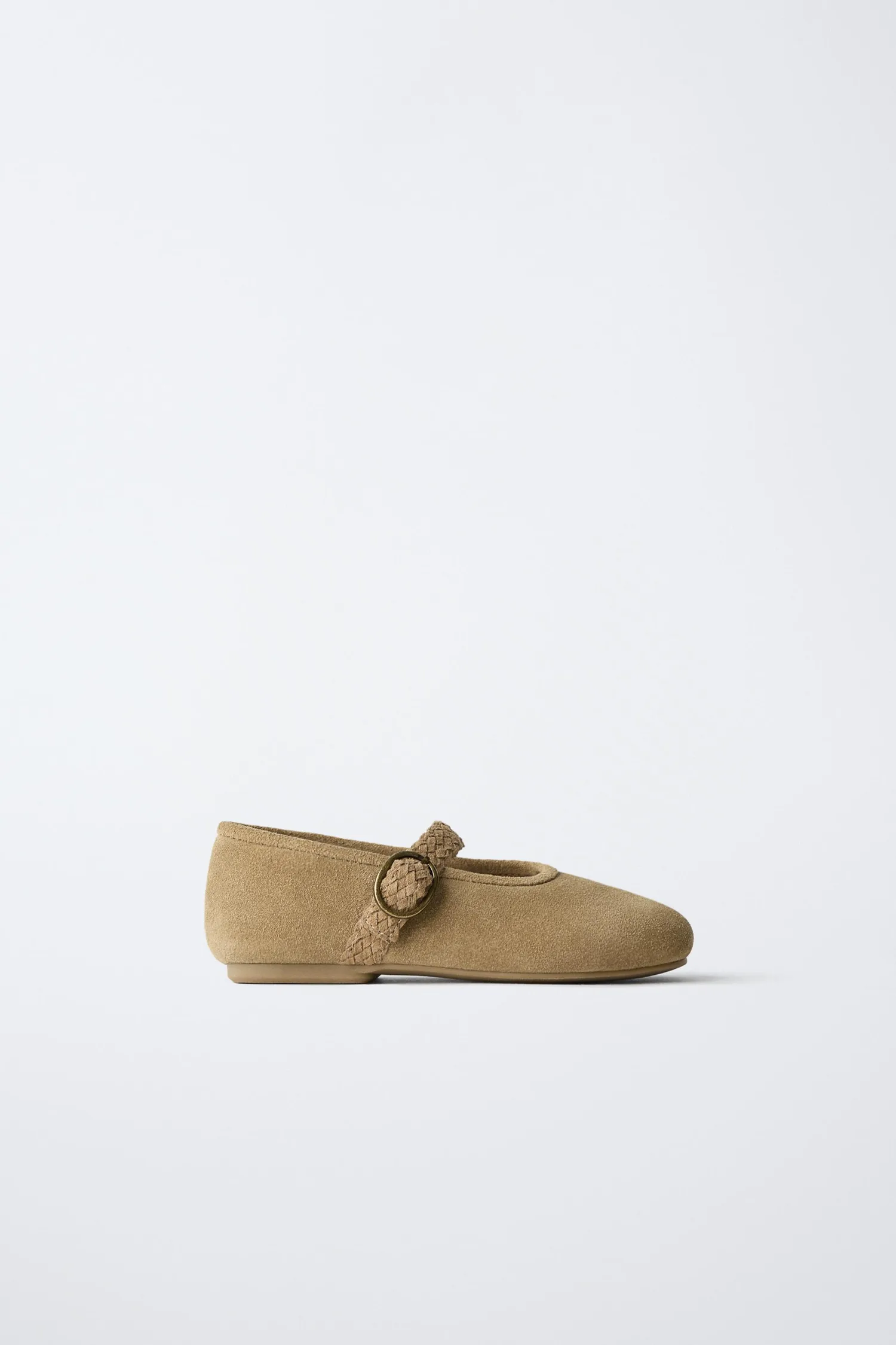 Кожаные балетки Zara, песочно-коричневый
