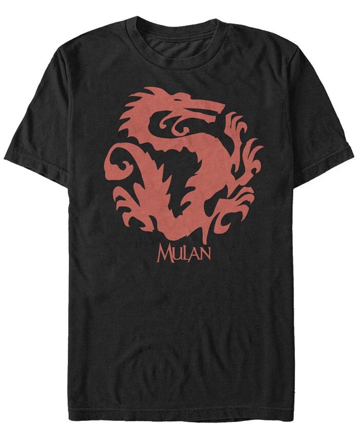 

Мужская футболка с короткими рукавами и логотипом Disney Mulan Mushu Outline Fifth Sun, черный