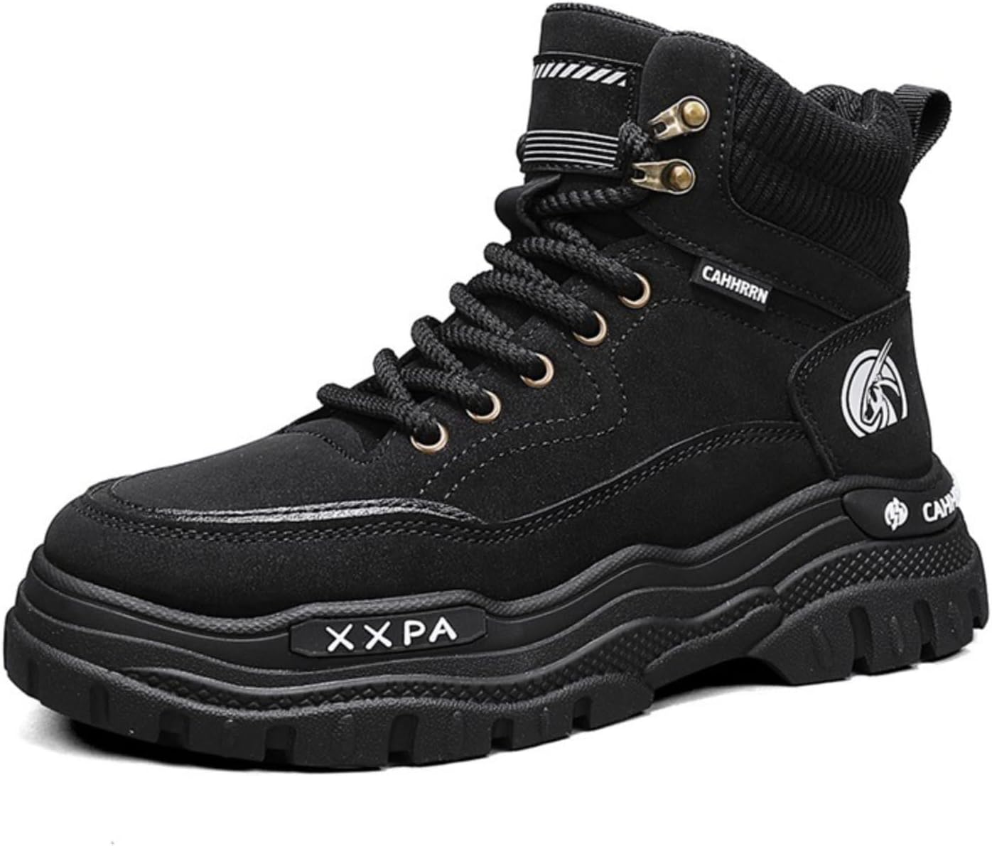 

Мужские высокие кожаные кроссовки Netehadi на шнуровке с платформой, круглым носком, массивной подошвой, дышащие, с мягкой подошвой, ботинки-чукка для улицы, пеших прогулок, работы и повседневной носки, черный