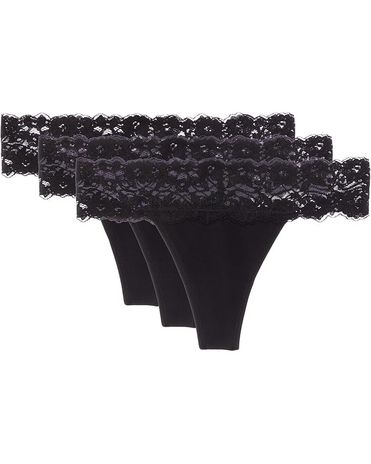 

Стринги PACT Lace Waist Thong 3-Pack, черный