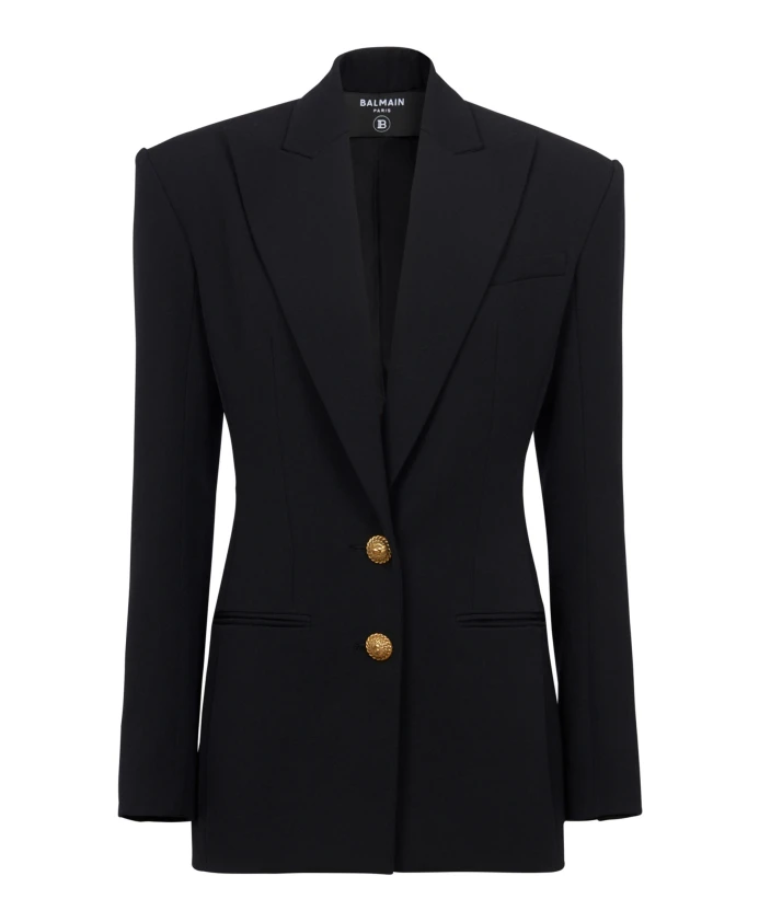 

Куртка с кулиской на талии и 2 пуговицами. Balmain, черный