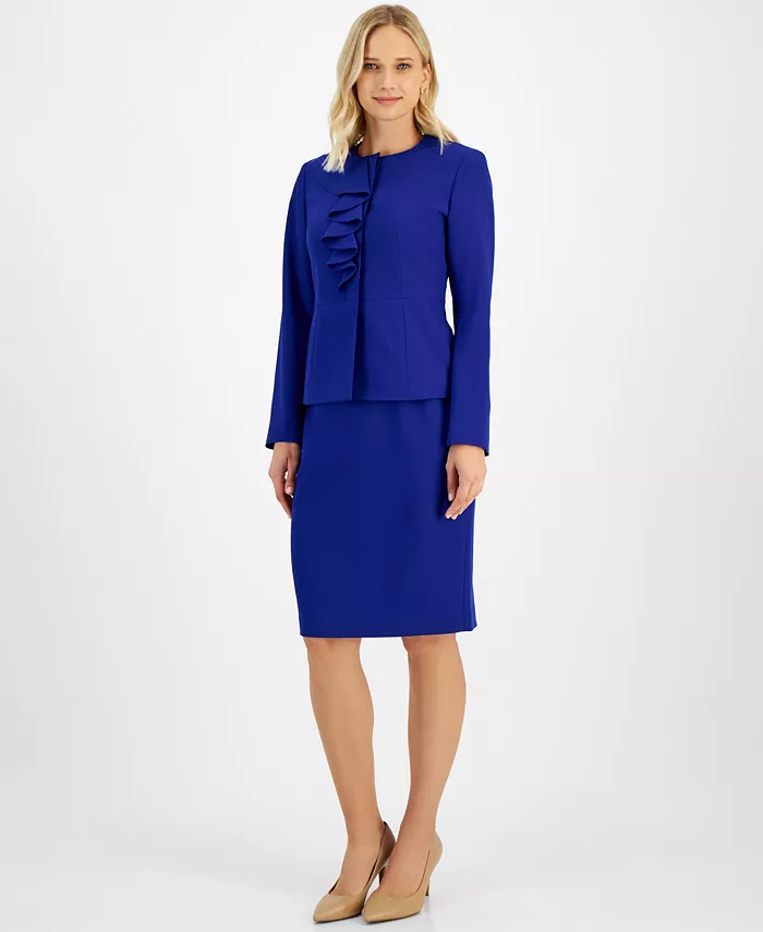

Женский костюм с юбкой "Cascade Ruffle", Regular & Petite Le Suit, синий