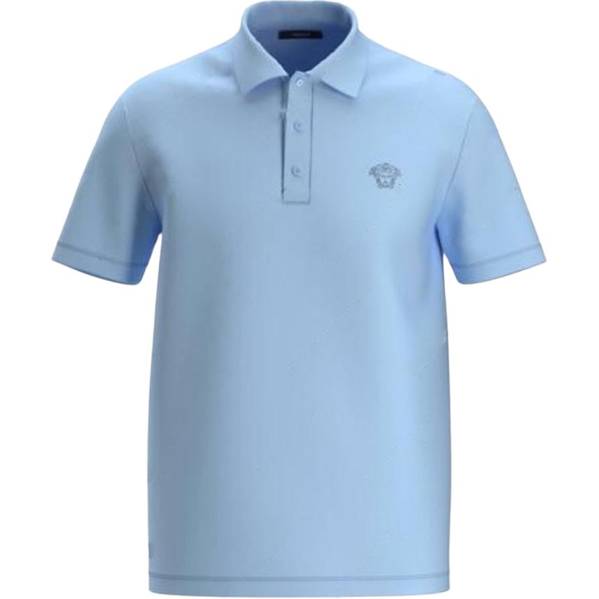 

VERSACE Светло-голубая поло для мужчин, Синий, VERSACE Светло-голубая поло для мужчин