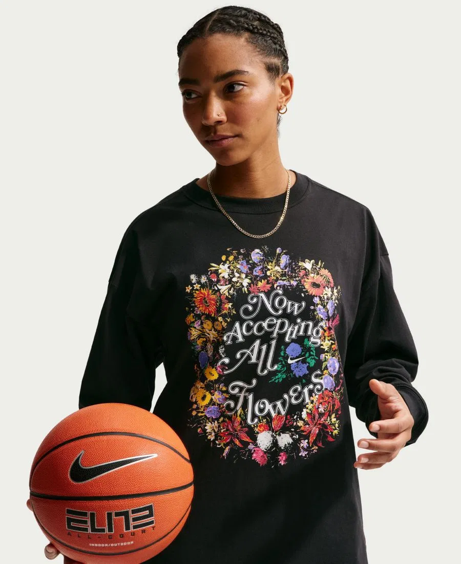 Женская баскетбольная футболка с длинными рукавами Nike, черный — фото 3
