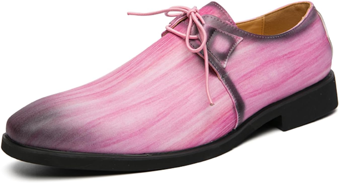 

Мужские градиентные оксфорды - стильные туфли на шнуровке с уникальным омбре-дизайном, идеальные для вечеринок, свадеб и модных образов Aokisx, розовый