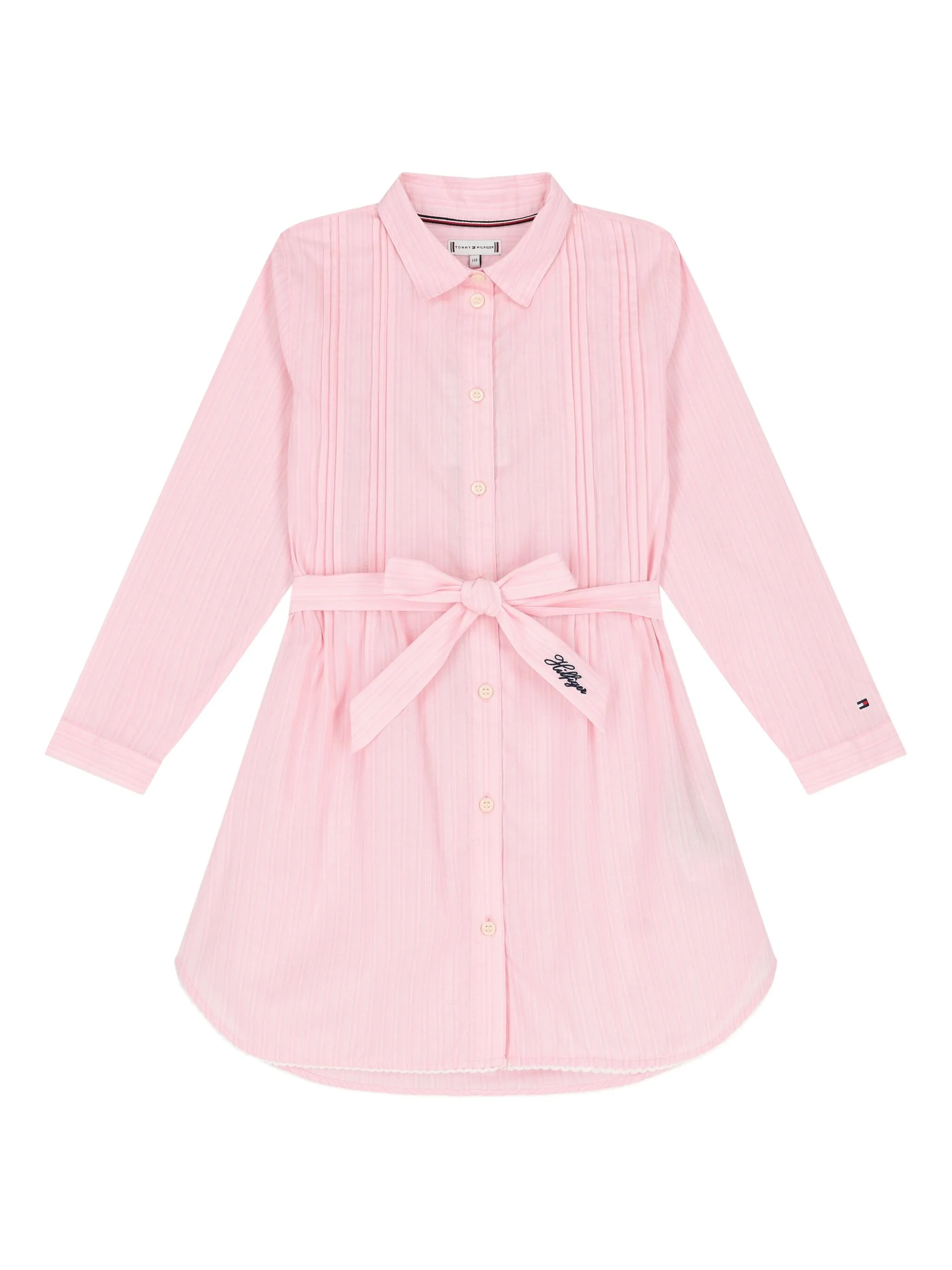 

Платье-рубашка с вышитым логотипом Tommy Hilfiger Junior, розовый